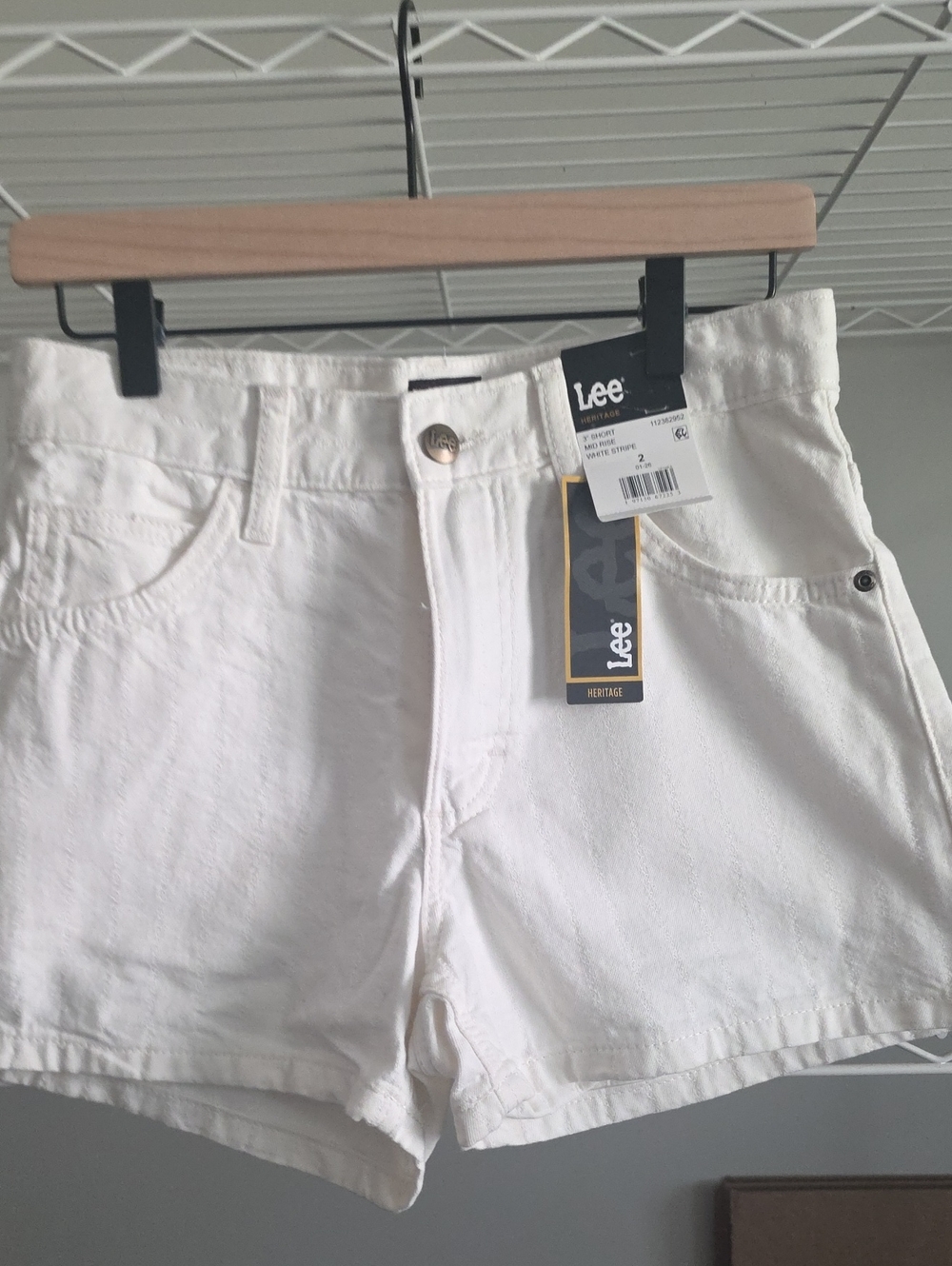 Lee White High-Rise Denim Shorts